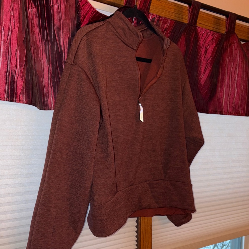 Athleta Rust Brown Quarter-Zip Pullover